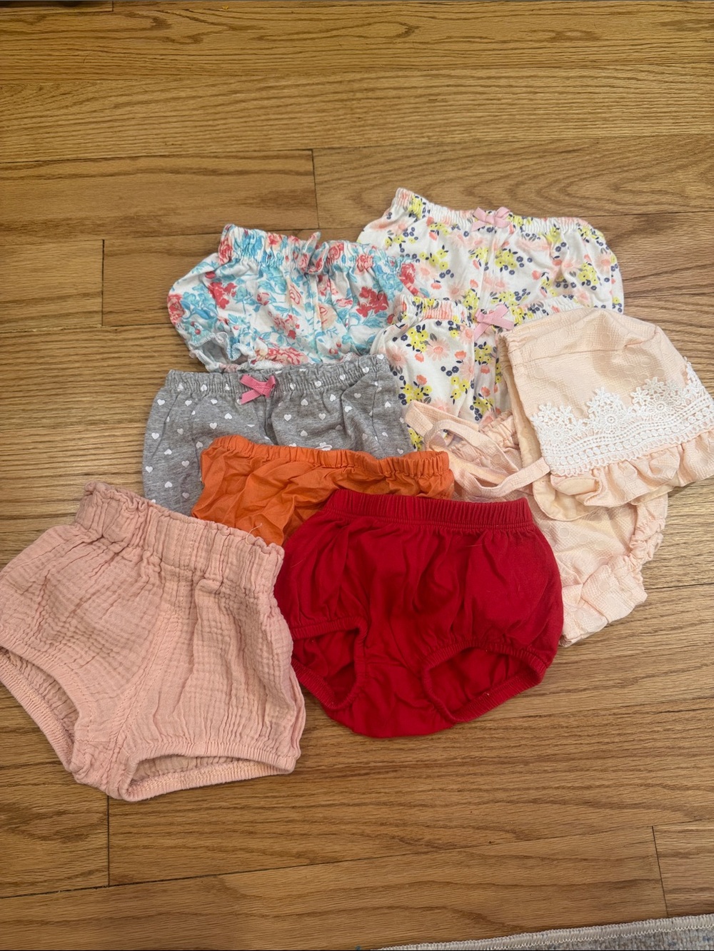 Assorted Girls' Cotton Bloomers — Pink, Red, Orange, Gray, Floral
